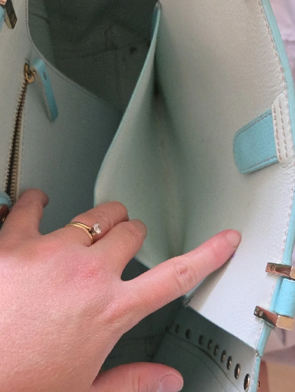 kate spade aqua studded leather tote